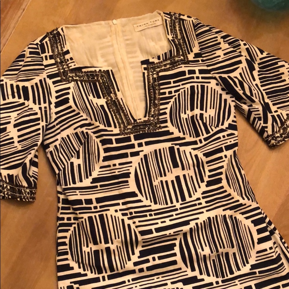 TRINA TURK navy/white shift dress 💙